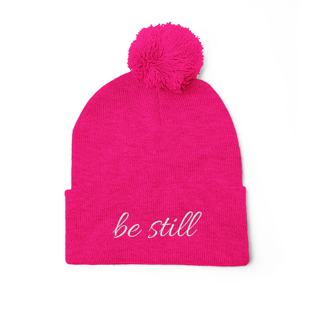 Be Still Christian Pom-Pom Knit Cap (Embroidery)