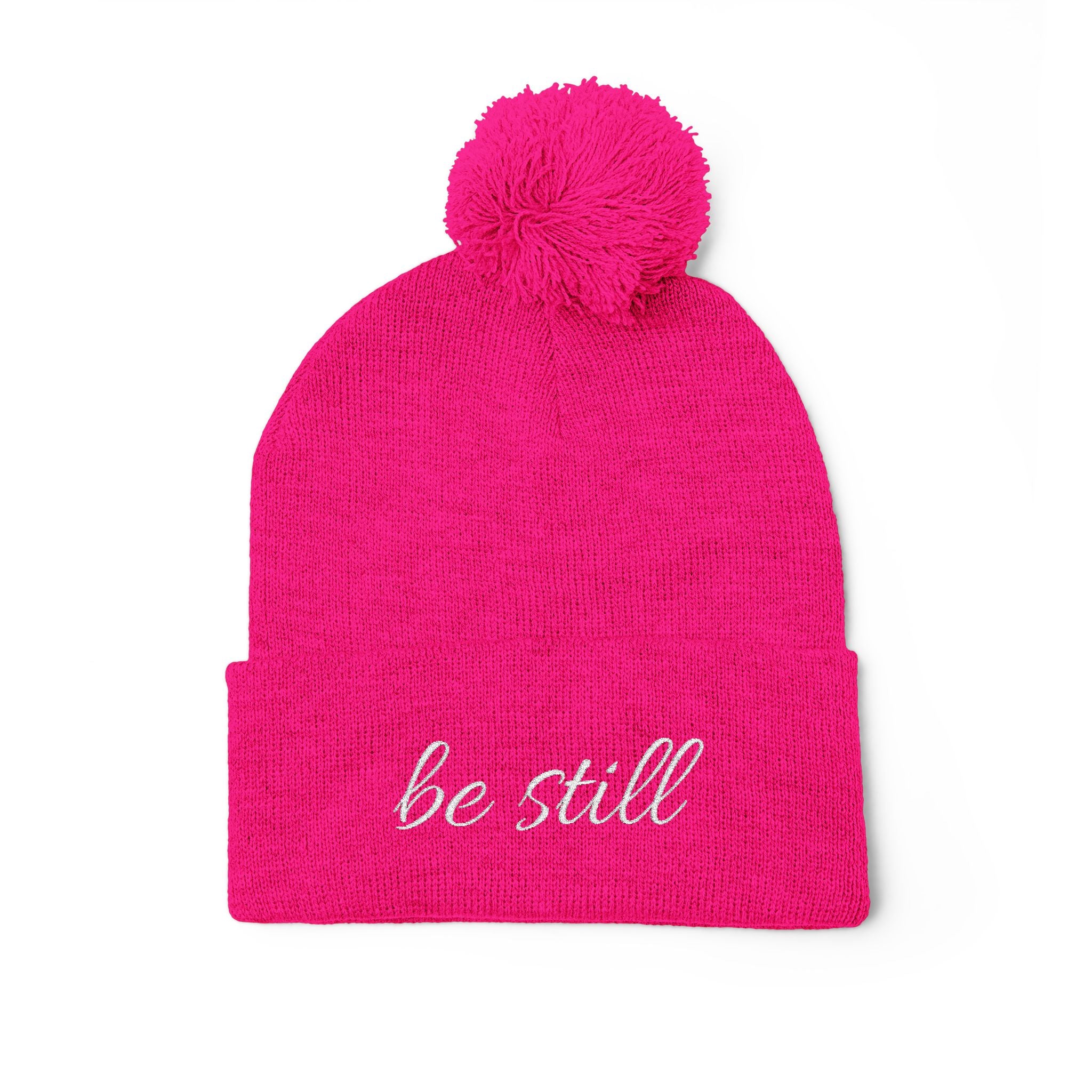 Be Still Christian Pom-Pom Knit Cap (Embroidery)