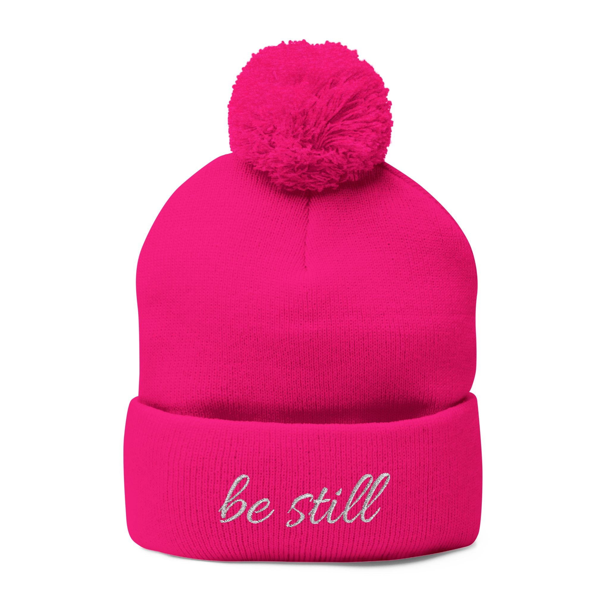 Be Still Christian Pom-Pom Knit Cap (Embroidery)