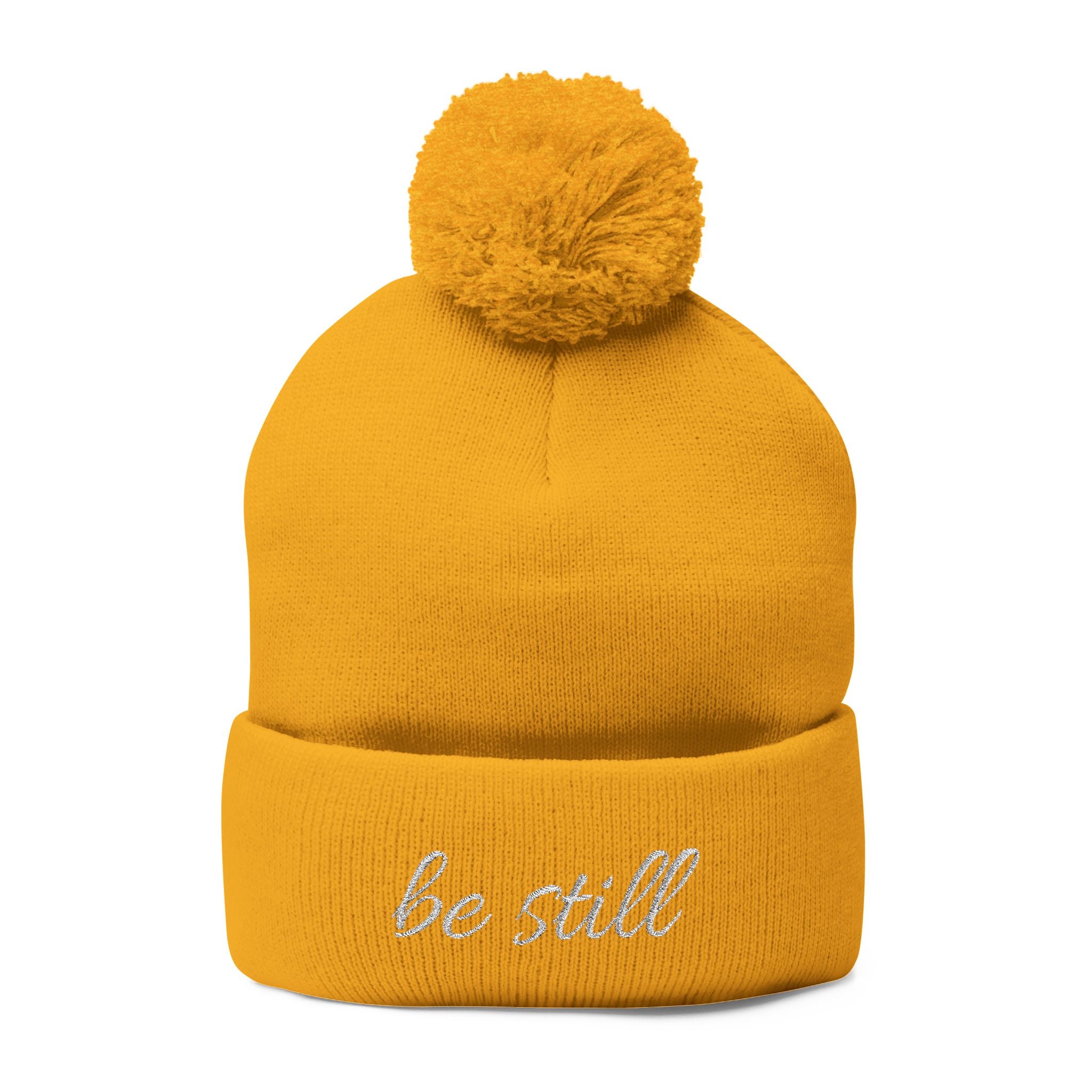 Be Still Christian Pom-Pom Knit Cap (Embroidery)
