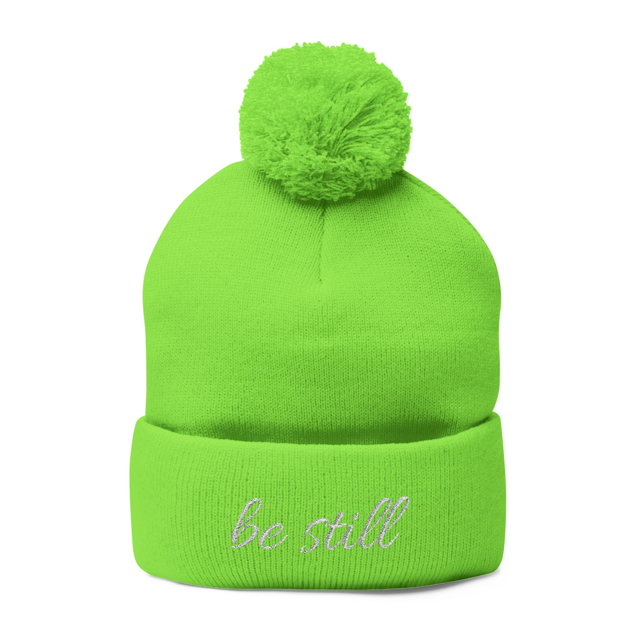 Be Still Christian Pom-Pom Knit Cap (Embroidery)