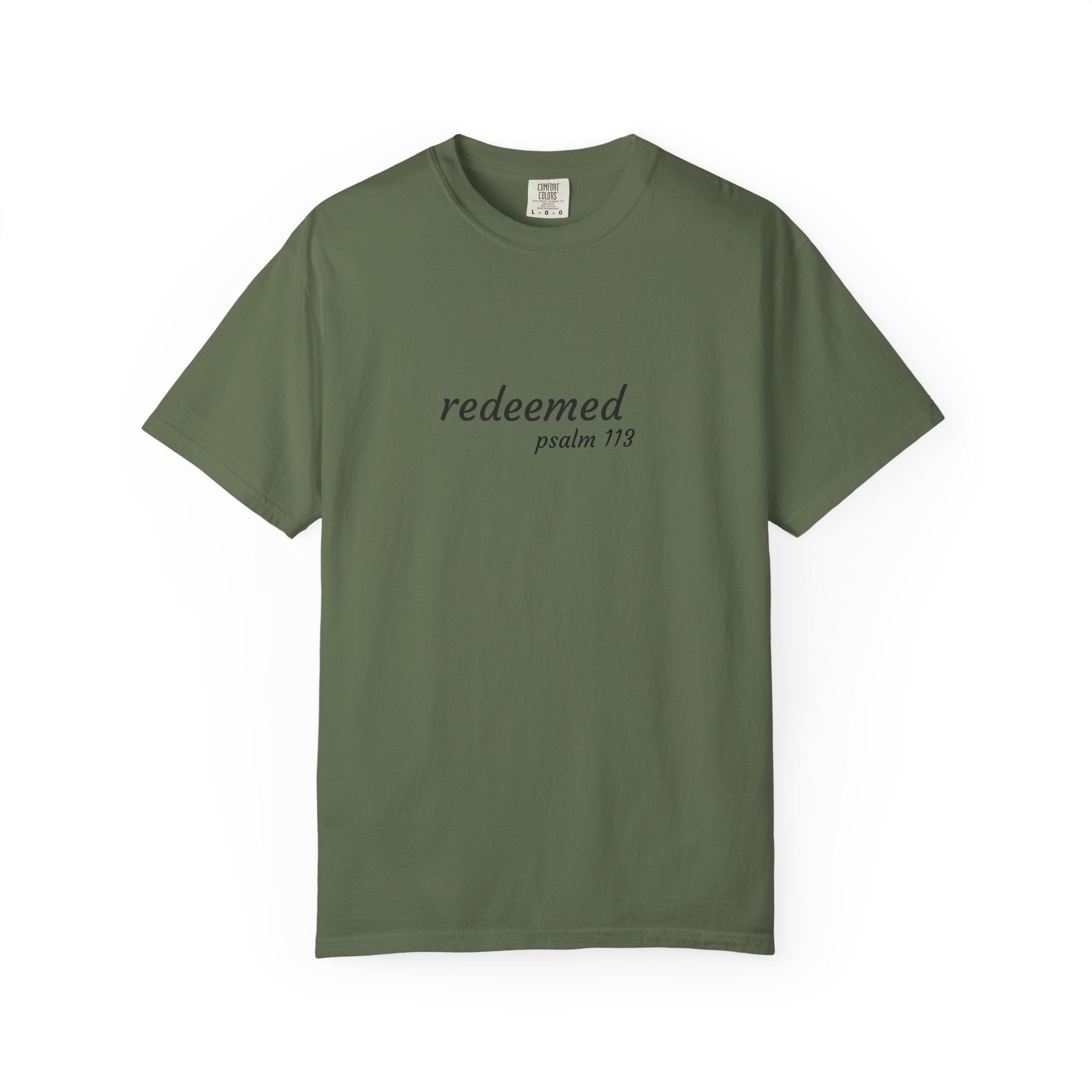 Garment-Dyed T-Shirt with 'Redeemed' Design, Inspirational Shirt, Faith-Based Apparel, Gift for Christians, Bible Verse Wear