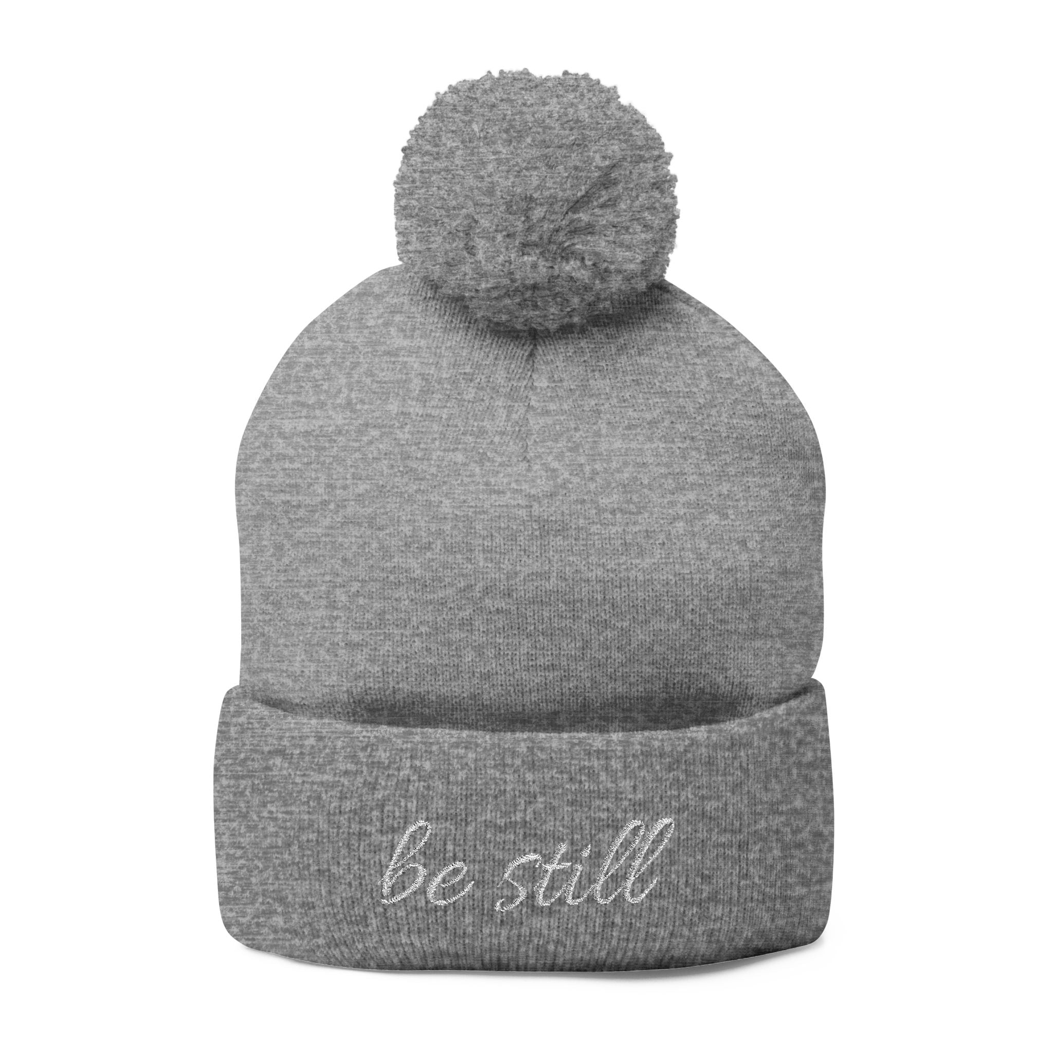 Be Still Christian Pom-Pom Knit Cap (Embroidery)
