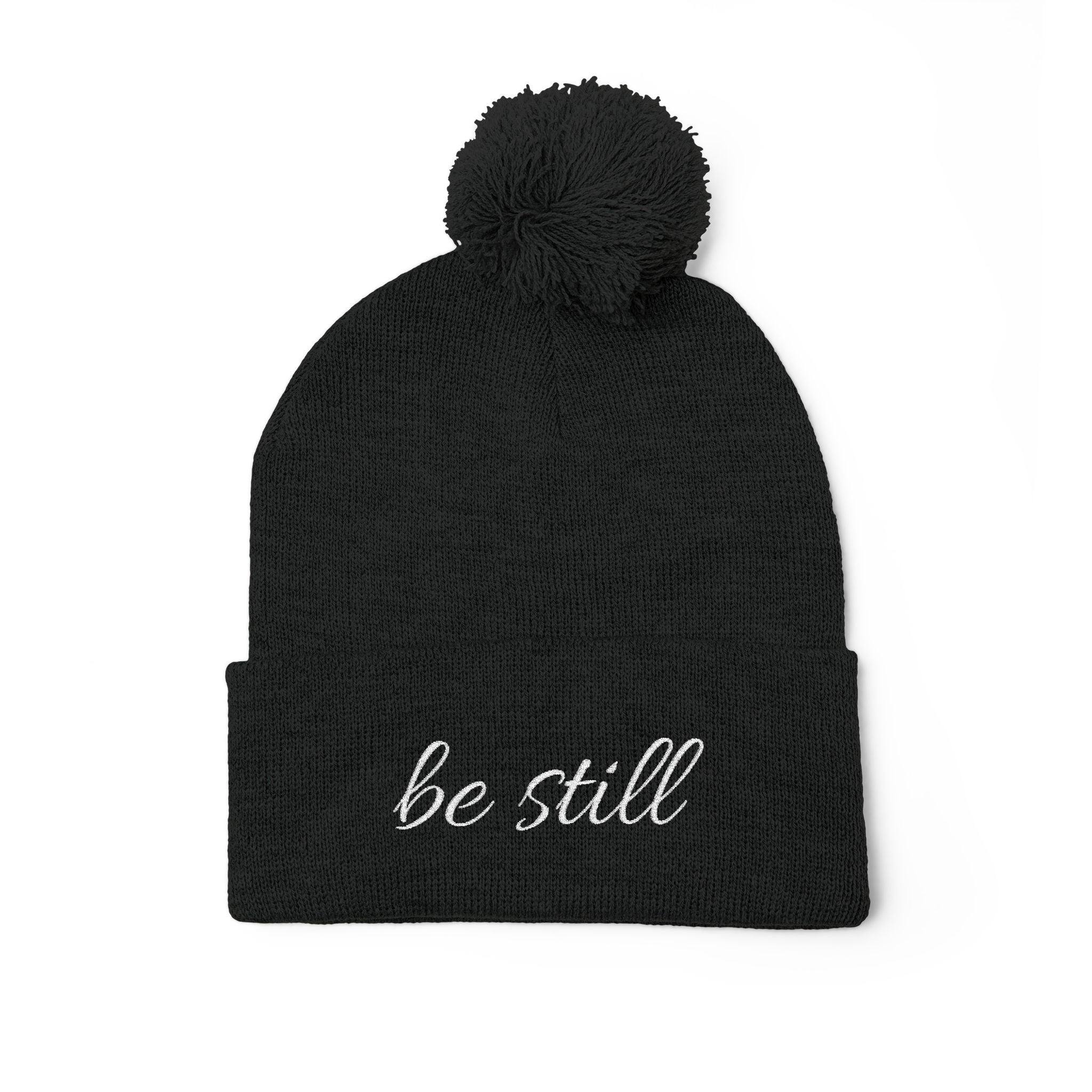 Be Still Christian Pom-Pom Knit Cap (Embroidery)