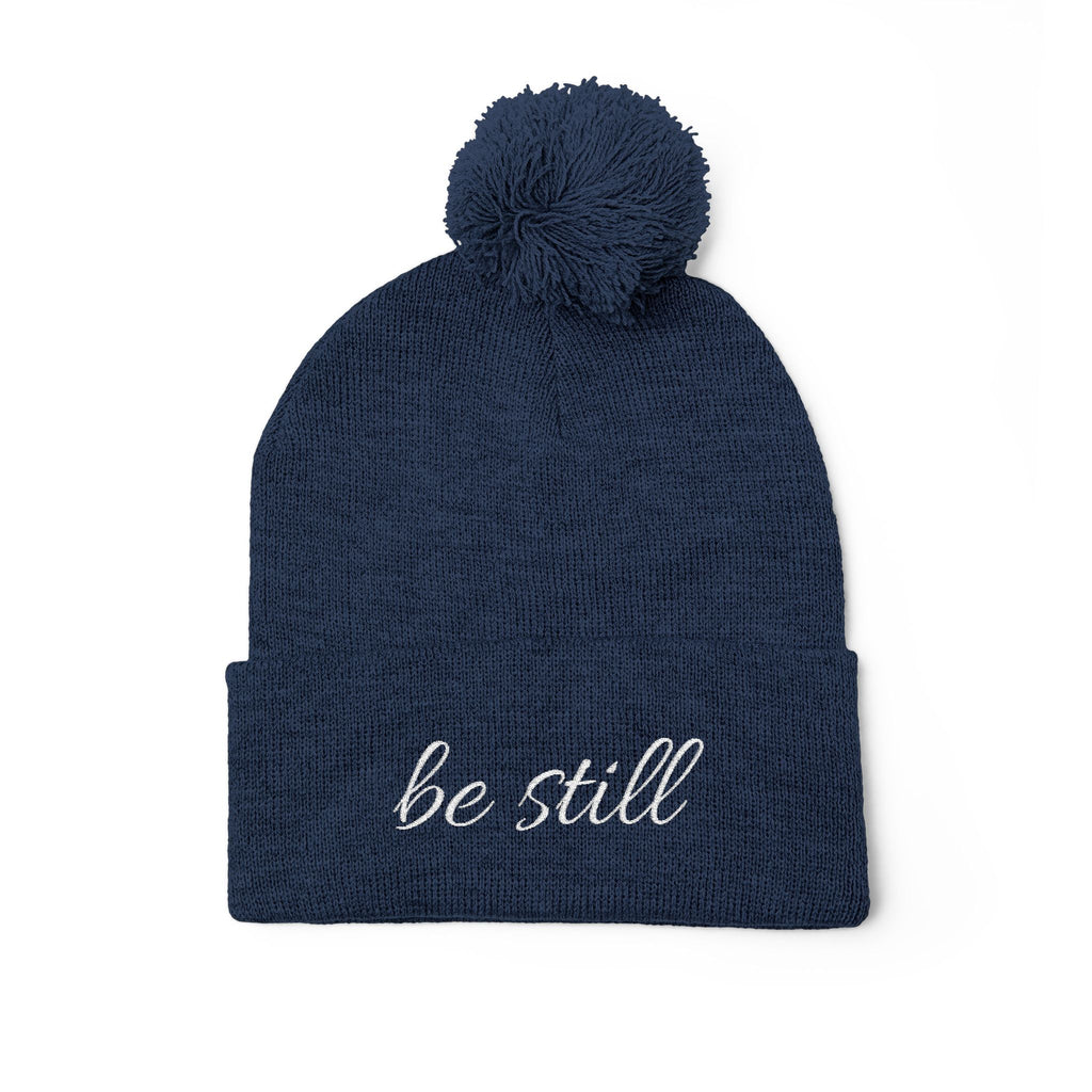 Be Still Christian Pom-Pom Knit Cap (Embroidery)