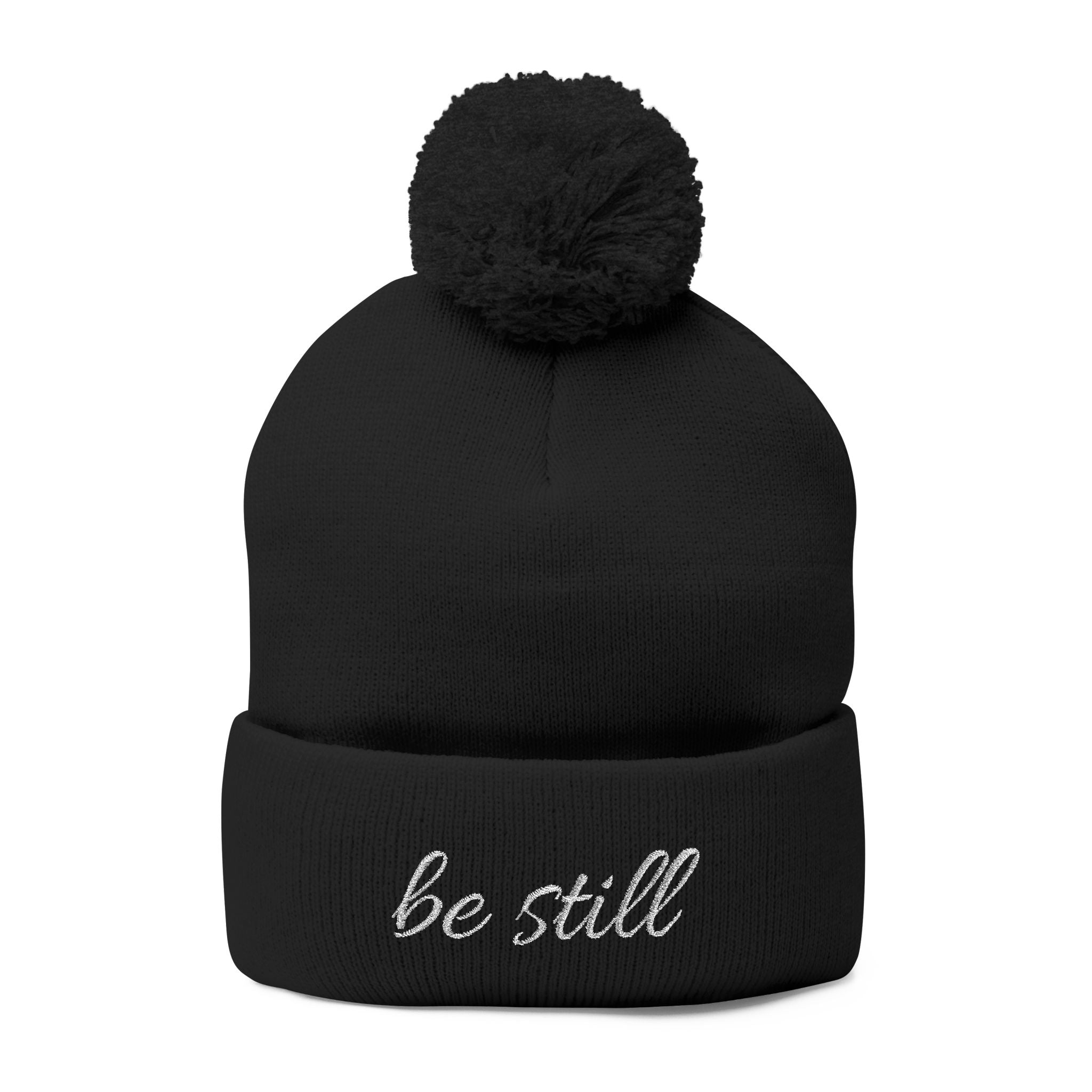 Be Still Christian Pom-Pom Knit Cap (Embroidery)