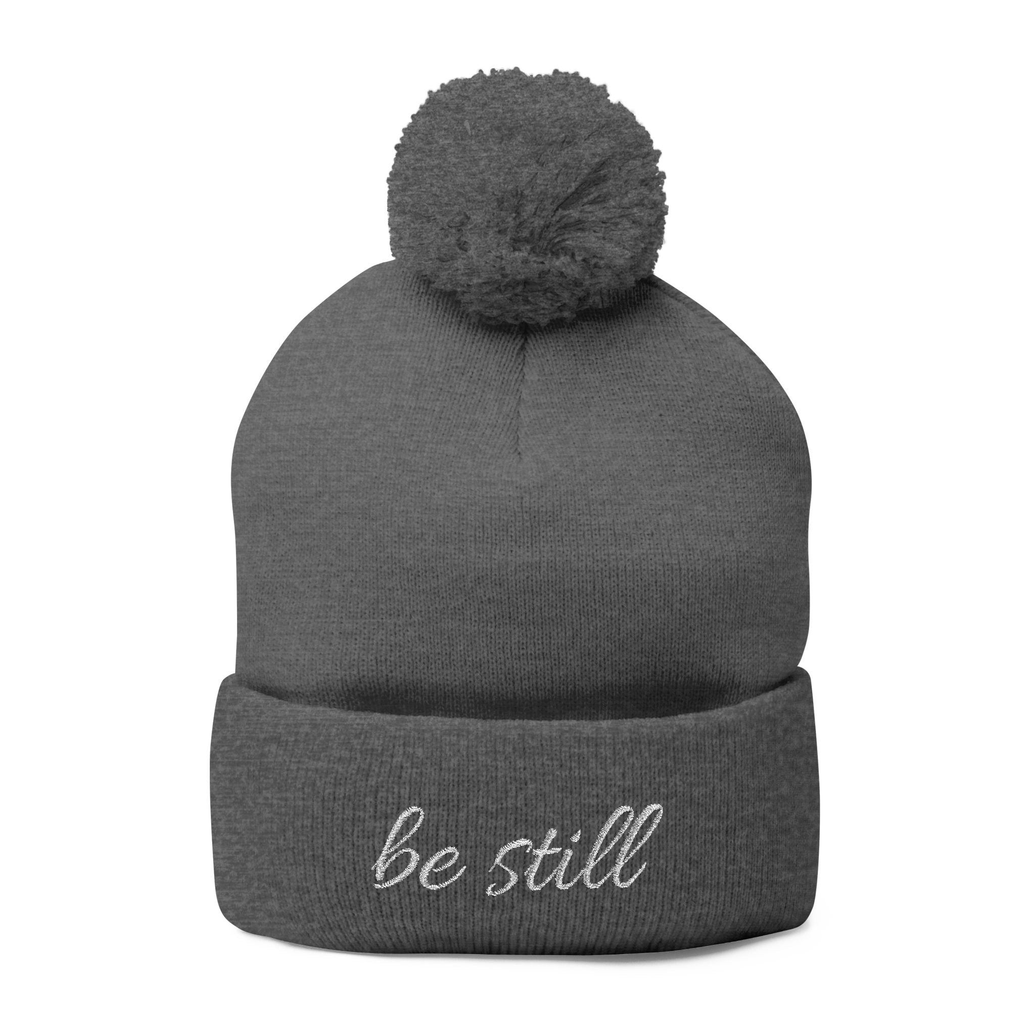 Be Still Christian Pom-Pom Knit Cap (Embroidery)