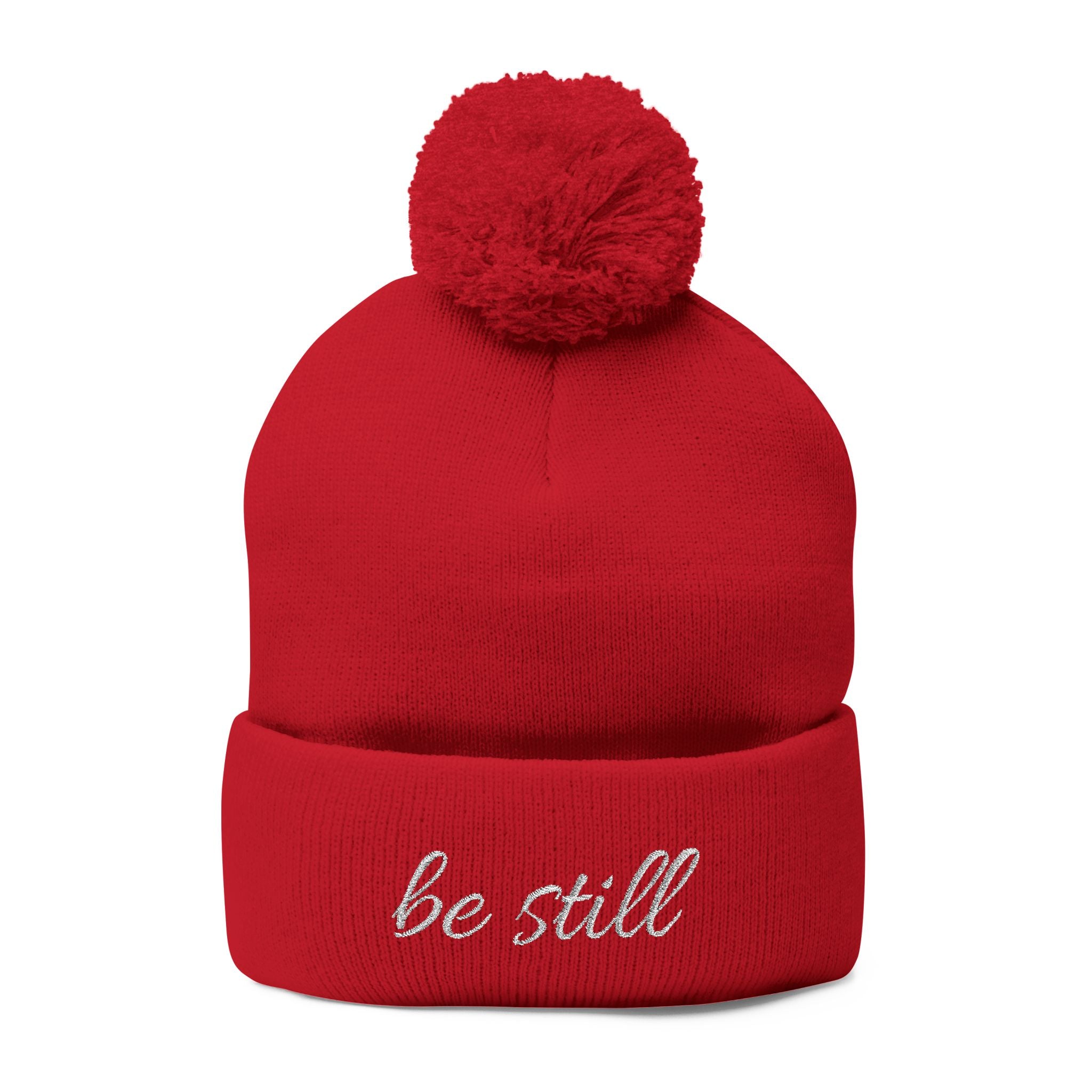 Be Still Christian Pom-Pom Knit Cap (Embroidery)