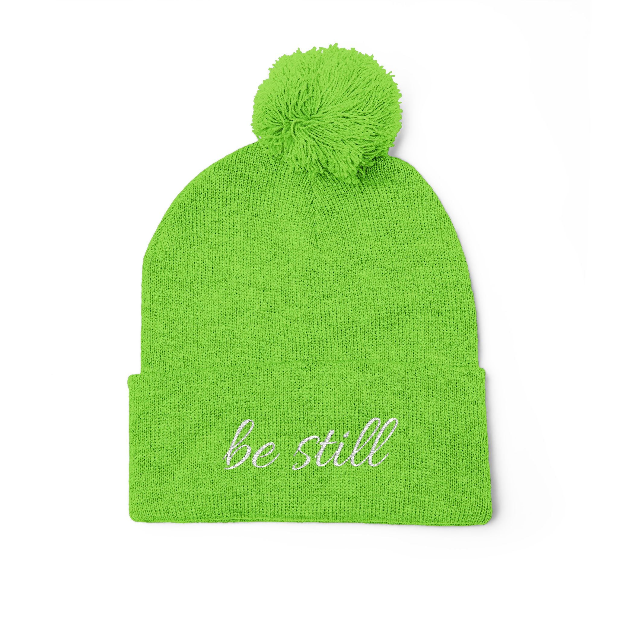 Be Still Christian Pom-Pom Knit Cap (Embroidery)